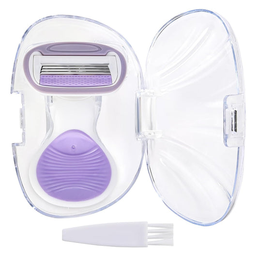 Women'S Shaving Razor Carry-On Razor, 1 Shaving Razor + 1 Cleaning Brush + 1 Travel Case, Great Addition to Toiletries, Purple